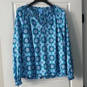 Draper James Blue Floral Blouse